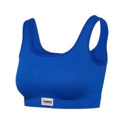 Bezszwowy biustonosz żebrowany dla kobiet Hummel Pulse. Niebieskie bielizna sportowa Hummel, s, bez wzorów, prążkowane. Za 189.00 zł.