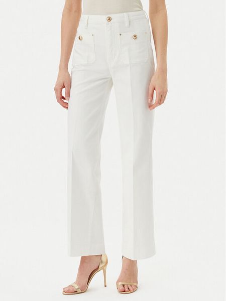 Guess Jeansy W5GA2J D5N71 Biały Wide Leg. Białe jeansy Guess, z aplikacjami. Za 349.99 zł.