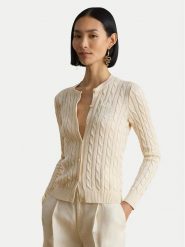 LAUREN RALPH LAUREN Kardigan 200P14040001 Kremowy Regular Fit. Białe kardigany Lauren Ralph Lauren, l, bez wzorów, z bawełny. Za 949.99 zł.