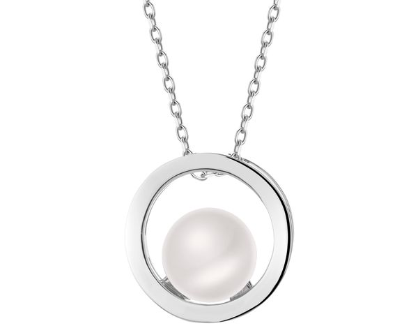 Naszyjnik srebrny z perłą - koło. Szare naszyjniki Apart, z perłą, srebrne. Za 239.00 zł.
