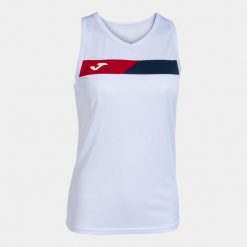 Tank top tenisowy damski Joma Court Sleeveless. Białe koszulki sportowe Joma, bez wzorów, bez ramiączek, tenisowe. Za 59.99 zł.
