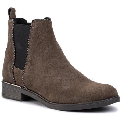 Lasocki EST-SORENA-02 Khaki. Brązowe botki Lasocki, bez wzorów, ze skóry, bez obcasa, bez zapięcia. Za 179.99 zł.