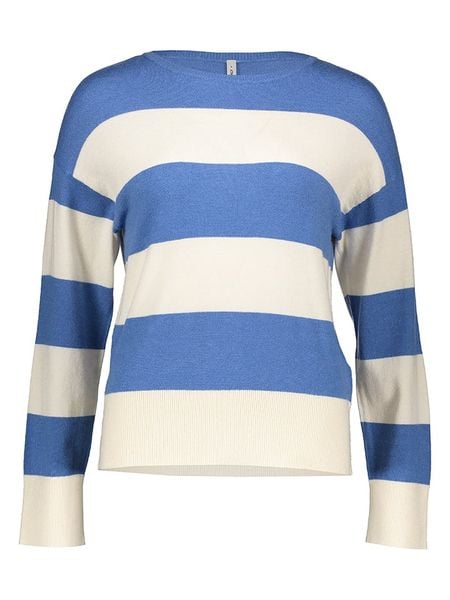 ONLY Sweter "Senta" w kolorze niebiesko-kremowym rozmiar: M. Brązowe swetry Only, m, bez wzorów, bez ramiączek. Za 75.69 zł.