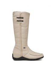 Rieker Kozaki CEO-79952-60 Beżowy. Brązowe kozaki Rieker, z materiału, bez obcasa, na płaskiej podeszwie, bez zapięcia. Za 449.99 zł.