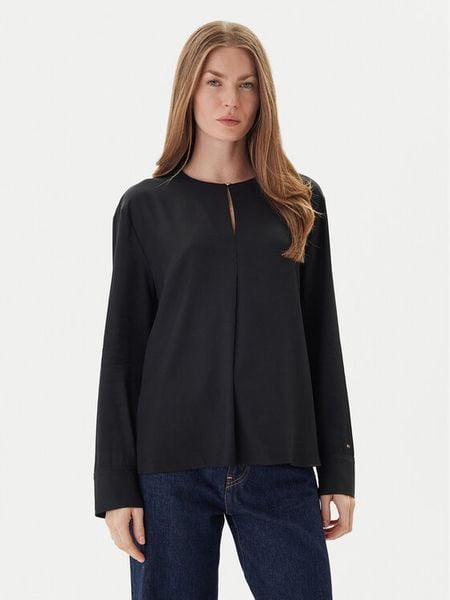 Tommy Hilfiger Bluzka WW0WW47339 Czarny Relaxed Fit. Czarne bluzki TOMMY HILFIGER, bez wzorów, z wiskozy, bez kołnierzyka, bez ramiączek. Za 249.99 zł.