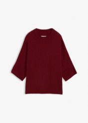 Sweter o pudełkowym kroju z mieszanki wiskozy. Czerwone swetry bonprix, bez wzorów, z wiskozy, bez ramiączek. Za 97.99 zł.