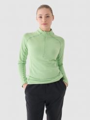4F Bluza treningowa slim szybkoschnąca damska - zielona S. Zielone bluzy 4f, s, bez wzorów, z dzianiny, bez kaptura. W wyprzedaży za 79.99 zł.