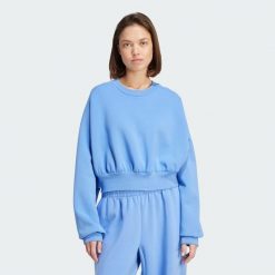 Bluza Soft Lux Loose. Niebieskie bluzy Adidas, l, bez wzorów, bez kaptura. Za 279.00 zł.