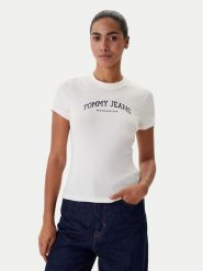Tommy Jeans T-Shirt DW0DW22302 Biały. Białe t-shirty Tommy Jeans, m, bez wzorów, z bawełny, bez kołnierzyka, bez ramiączek. Za 169.99 zł.