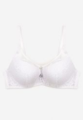 Biały Biustonosz Push-Up z Koronki Ozdobiony Metalową Aplikacją Arissta. Białe biustonosze Renee, z aplikacjami, z koronki. Za 39.99 zł.