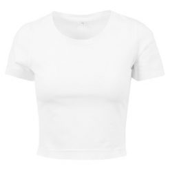 Damska Crop Top. Białe topy BUILD YOUR BRAND, xl, bez wzorów, bez kołnierzyka, bez ramiączek. Za 60.99 zł.