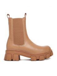 DeeZee Sztyblety ZAL12837-22 Brązowy. Brązowe botki DeeZee, bez wzorów, z materiału, bez obcasa, na płaskiej podeszwie, bez zapięcia. Za 199.99 zł.