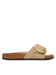 Birkenstock Klapki Madrid Big Buckle Hex 1030467 Brązowy. Brązowe klapki Birkenstock, bez wzorów, ze skóry, bez obcasa. Za 589.99 zł.