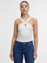 Orsay Top w kolorze białym rozmiar: S. Białe topy Orsay, s, bez wzorów, bez kołnierzyka, bez ramiączek. Za 21.99 zł.