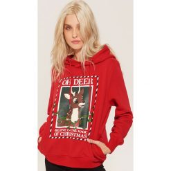Bluza ze świątecznym nadrukiem - Czerwony. Bluzy sportowe marki House. Za 89.99 zł.