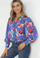 Niebieska Koszula z Guzikami i Mankietami Malayah. Niebieskie koszule Born2be, l, bez wzorów, z tkaniny, klasyczne, bez kołnierzyka, bez ramiączek. Za 129.99 zł.