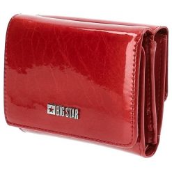Czerwony Elegancki Portfel Damski Big Star. Czerwone portfele Big Star Accessories, bez wzorów, ze skóry ekologicznej, bez dodatków. Za 119.00 zł.