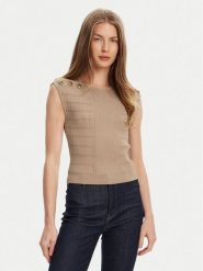 Guess Bluzka W5YR12 Z0130 Brązowy Regular Fit. Brązowe bluzki Guess, s, z aplikacjami, z syntetyku, bez kołnierzyka, bez ramiączek. Za 279.99 zł.