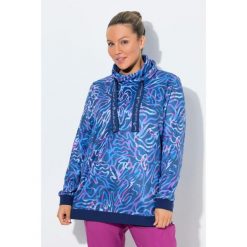 Damskie Bluza stójka długie rękawy z recyklingu. Niebieskie bluzy Ulla Popken, plus size, bez wzorów, z elastanu, bez kaptura. Za 239.99 zł.