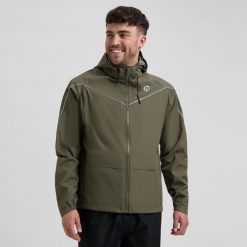 Kurtka na deszcz unisex Rogelli Commuter Essential. Zielone kurtki sportowe Rogelli, l, bez wzorów, bez kaptura, rowerowe. Za 313.00 zł.