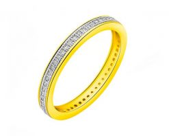 Pierścionek z żółtego złota z diamentami - Eternity - 0,15 ct - próba 585. Żółte pierścionki Apart, z diamentem, złote. Za 2,990.00 zł.