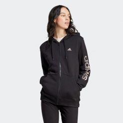 Bluza na zamek damska ADIDAS Gym & Pilates. Czarne bluzy Adidas, s, bez wzorów, z bawełny, bez kaptura. Za 199.99 zł.