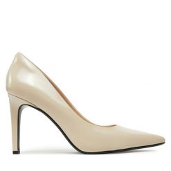 Szpilki Calvin Klein. Brązowe szpilki Calvin Klein, bez wzorów, bez obcasa, na szpilce, bez zapięcia. Za 559.99 zł.