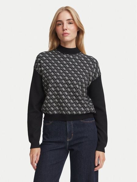 Guess Sweter W5BR23 Z3JD2 Czarny Regular Fit. Czarne swetry Guess, xs, z aplikacjami, z syntetyku, bez ramiączek. Za 434.99 zł.