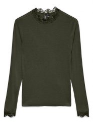 Vero Moda Koszulka "Rosa" w kolorze khaki rozmiar: XL. Brązowe bluzki Vero Moda, xl, bez wzorów, z koronki, bez kołnierzyka, bez ramiączek. Za 82.95 zł.