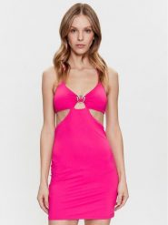 Pinko Sukienka letnia Attesa 101047 A0S7 Różowy Slim Fit. Czerwone sukienki Pinko, na lato, l, bez wzorów, z syntetyku, bez kołnierzyka, bez ramiączek. Za 539.99 zł.