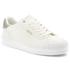 Trampki damskie Big Star, skóra ekologiczna sznurowany fason minimalistyczny design gruba gumowa podeszwa okrągły nosek, białe, TT274805. Białe trampki Big Star, bez wzorów, z gumy, bez zapięcia. Za 149.00 zł.