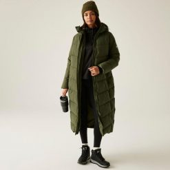 Płaszcz damski zimowy ocieplany Eloria. Zielone płaszcze Regatta, na zimę, bez wzorów, z puchu, bez kaptura. Za 749.99 zł.