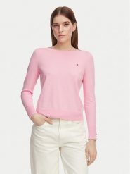 Tommy Hilfiger Sweter WW0WW40099 Różowy jasny Regular Fit. Czerwone swetry TOMMY HILFIGER, xs, bez wzorów, z syntetyku, bez ramiączek. Za 409.99 zł.