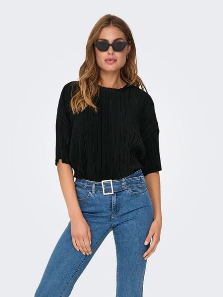 ONLY Koszulka w kolorze czarnym rozmiar: M. Czarne bluzki Only, m, bez wzorów, bez kołnierzyka, bez ramiączek. Za 91.12 zł.