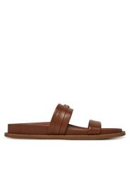 MICHAEL Michael Kors Klapki Mandy Flat Sandal 40S5MAFS2L Brązowy. Brązowe klapki MICHAEL Michael Kors, bez wzorów, ze skóry, bez obcasa. Za 419.99 zł.