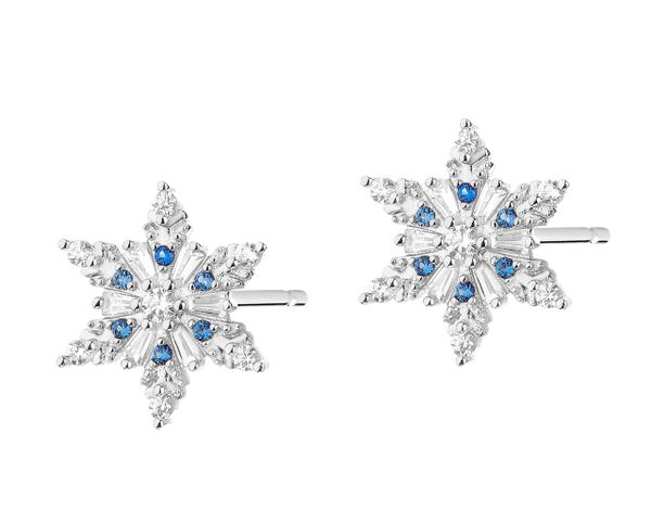 Kolczyki srebrne ze spinelem i cyrkoniami - śnieżynki. Szare kolczyki Apart, z cyrkonią, srebrne. Za 139.00 zł.