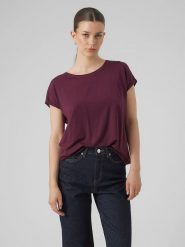 Vero Moda Koszulka w kolorze bordowym rozmiar: L. Różowe bluzki Vero Moda, l, bez wzorów, z lyocellu, bez kołnierzyka, bez ramiączek. Za 57.20 zł.