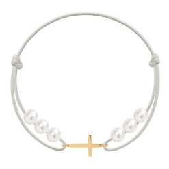 Bransoletka z krzyżykiem i z perłami. Białe bransoletki Lilou, z perłą. Za 135.00 zł.