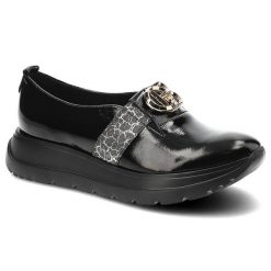 Czarne Półbuty Lamanti Eleganckie Skórzane Mokasyny Damskie. Czarne mokasyny Lamanti, z aplikacjami, ze skóry, bez obcasa. Za 339.00 zł.
