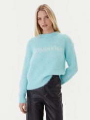 Calvin Klein Sweter LV044D359G Turkusowy Relaxed Fit. Niebieskie swetry Calvin Klein, xl, bez wzorów, z syntetyku, bez ramiączek. Za 849.99 zł.