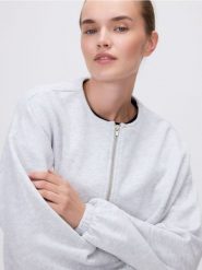 Bluza ze ściągaczem - jasnoszary. Szare bluzy Reserved, l, bez wzorów, z bawełny, bez kaptura. Za 129.99 zł.