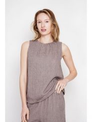 Le Jardin du Lin Lniany top w kolorze bązowym rozmiar: 40. Brązowe topy Le jardin du lin, bez wzorów, ze lnu, bez kołnierzyka, bez ramiączek. Za 100.99 zł.