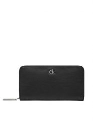 Calvin Klein Duży Portfel Damski Ck Re-Lock Large Zip Around LV04F1034G Czarny. Czarne portfele Calvin Klein, bez wzorów, ze skóry. Za 269.99 zł.