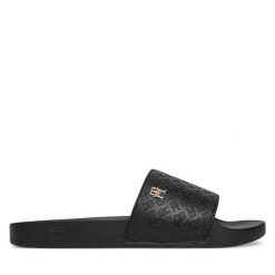 Klapki Tommy Hilfiger. Czarne klapki TOMMY HILFIGER, bez wzorów, bez obcasa. Za 149.99 zł.