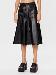 Calvin Klein Spódnica skórzana K20K205820 Czarny Regular Fit. Czarne spódnice Calvin Klein, bez wzorów, ze skóry. Za 2,069.00 zł.