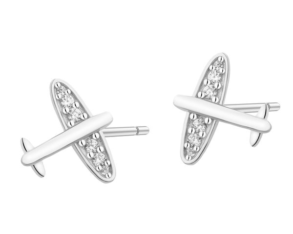 Kolczyki srebrne z cyrkoniami - samoloty. Szare kolczyki Apart, z cyrkonią, srebrne. Za 109.00 zł.