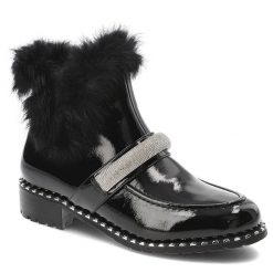 Czarne Botki S.Barski Eleganckie Obuwie Damskie Z Futerkiem. Czarne botki S.BARSKI, bez wzorów, z materiału, bez obcasa, bez zapięcia. Za 249.00 zł.