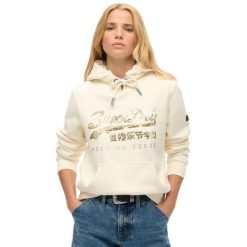 Bluza turystyczna damska Superdry Embellished. Brązowe bluzy Superdry, bez wzorów, z bawełny, bez kaptura. Za 206.85 zł.