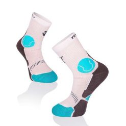 Skarpety tenisowe Fusion w kolorze biało-czarno-turkusowym. Białe skarpety TRY TO FLY, bez wzorów. W wyprzedaży za 58.09 zł.