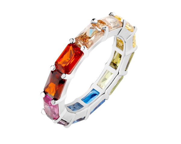 Pierścionek srebrny z cyrkoniami - Eternity. Szare pierścionki Apart, z cyrkonią, srebrne. Za 199.00 zł.